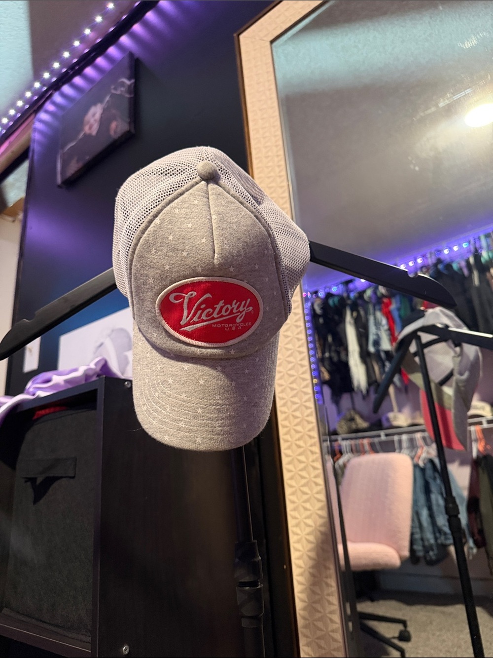 Victory motorcycle Logo Grey Mesh Trucker Hat